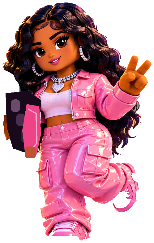 Yaya voxel character in pink